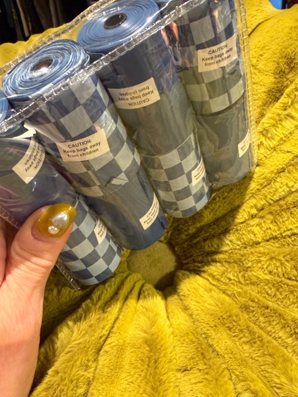Rowdy Pups Club Blue & White Checkerboard Pet Waste Bags - 8 Rolls - Picture 8 of 8